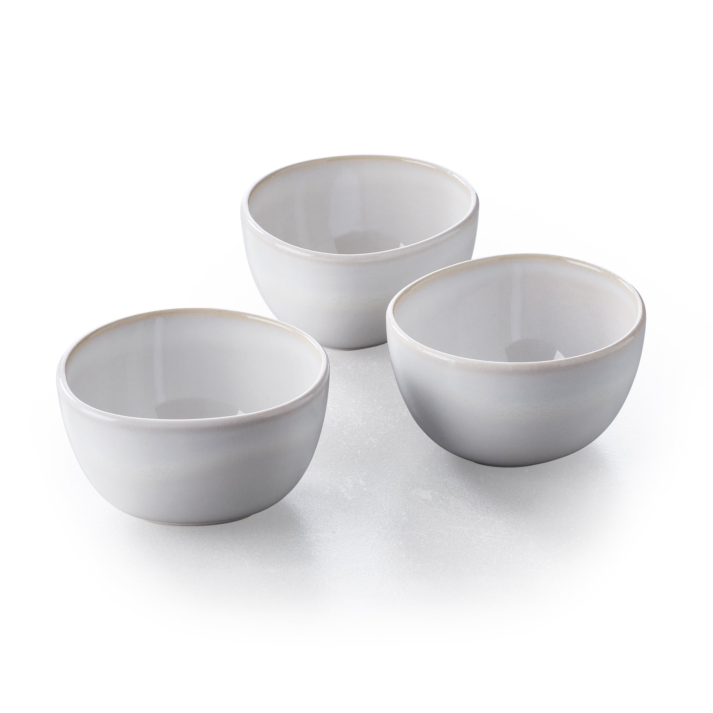 Keltum Glazed Stoneware 4 Bowls, Set of 3, White