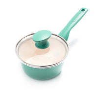 Rio Ceramic Nonstick 1-Quart Saucepan with Lid | Turquoise
