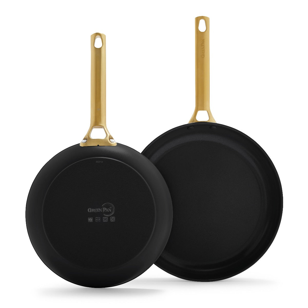 Reserve Ceramic Nonstick 10 and 12 Frypan Set | Black with Gold-Tone  Handles