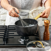Reserve Ceramic Nonstick 5-Piece Cookware Set | Black with Gold-Tone Handles