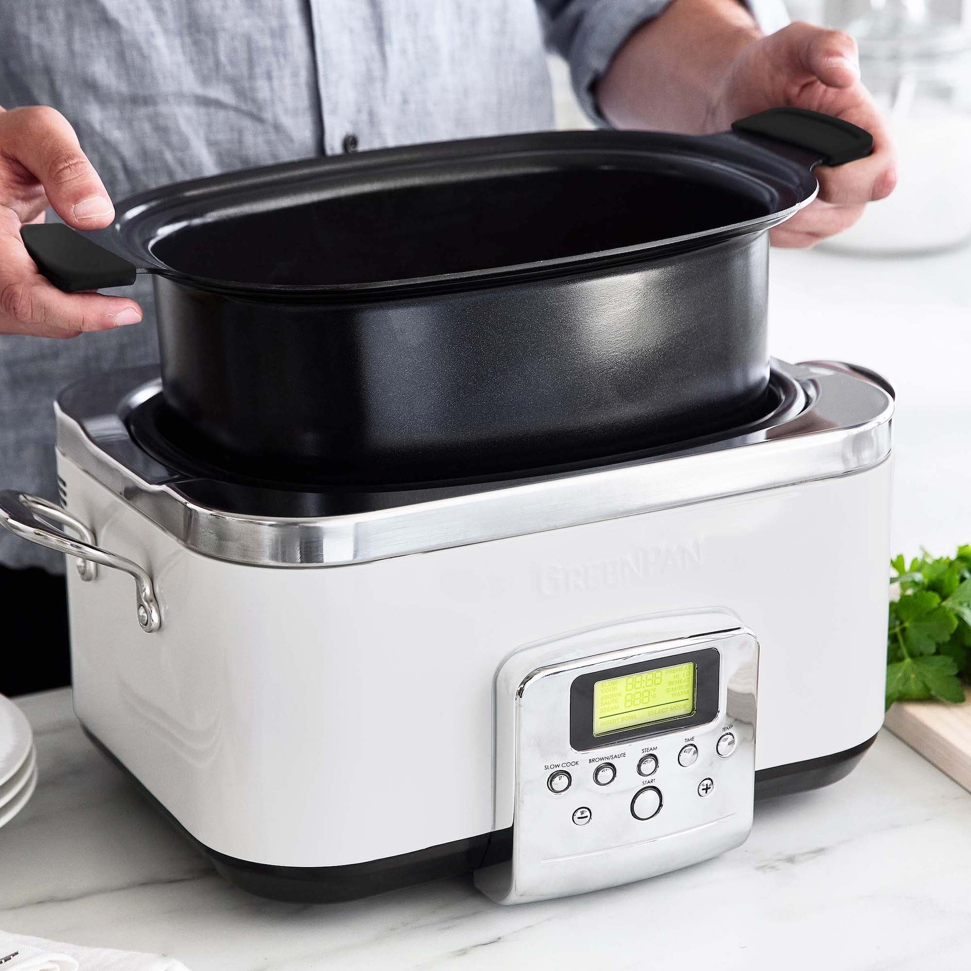 Greenpan GreenPan Ceramic Nonstick 6qt Slow Cooker Cloud Cream - Induction  Compatible - Dishwasher Safe in the Cooking Pots department at