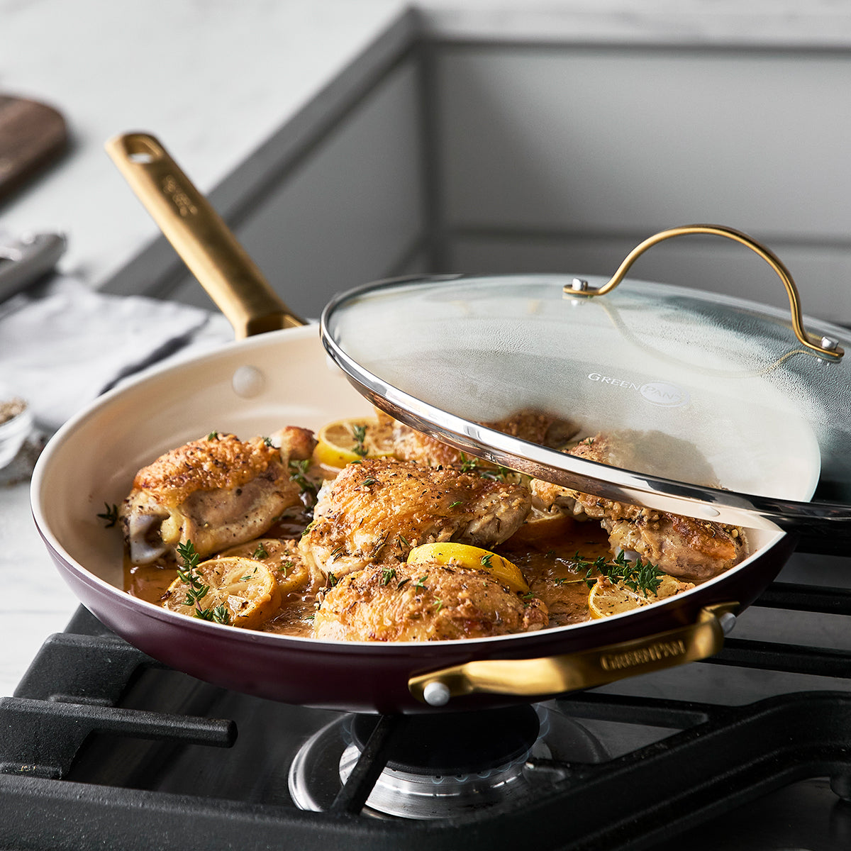 Reserve Ceramic Nonstick 12 Frypan with Helper Handle and Lid