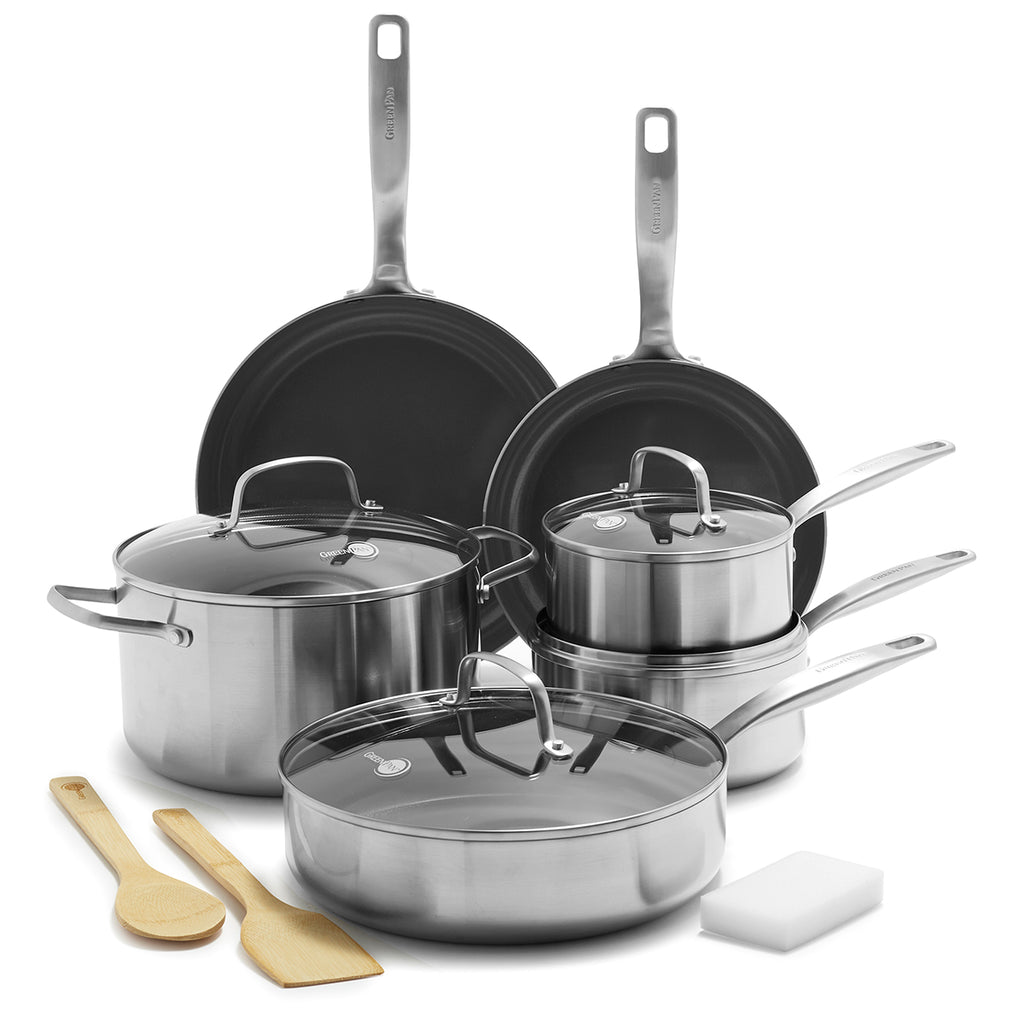YBM Home 18/10 Tri-Ply Stainless Steel Pots and Pans Cookware Set