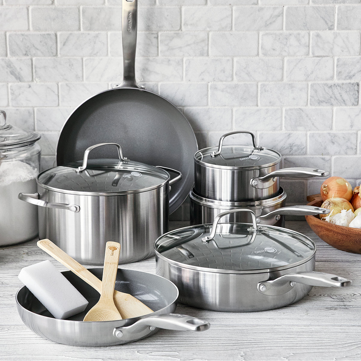 Cook N Home 8 Piece Stainless Steel Cookware Set, Silver
