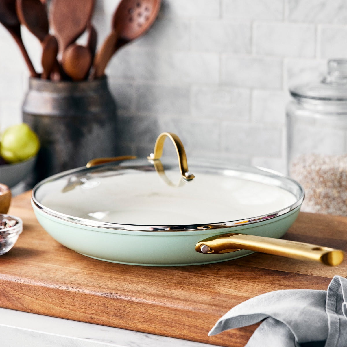 Reserve Ceramic Nonstick 12 Frypan with Helper Handle and Lid, Julep