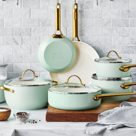 Reserve Ceramic Nonstick 10-Piece Cookware Set | Julep with Gold-Tone Handles