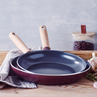 Hudson Ceramic Nonstick 9.5" and 11" Frypan Set | Merlot