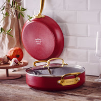 Barcelona Ceramic Nonstick 12" Everyday Pan with Lid | Red