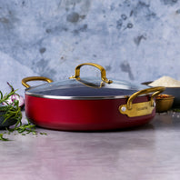 Barcelona Ceramic Nonstick 12" Everyday Pan with Lid | Red