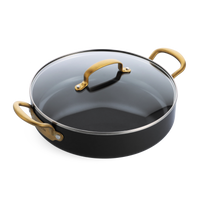 Barcelona Ceramic Nonstick 12" Everyday Pan with Lid | Black with Gold-Tone Handles