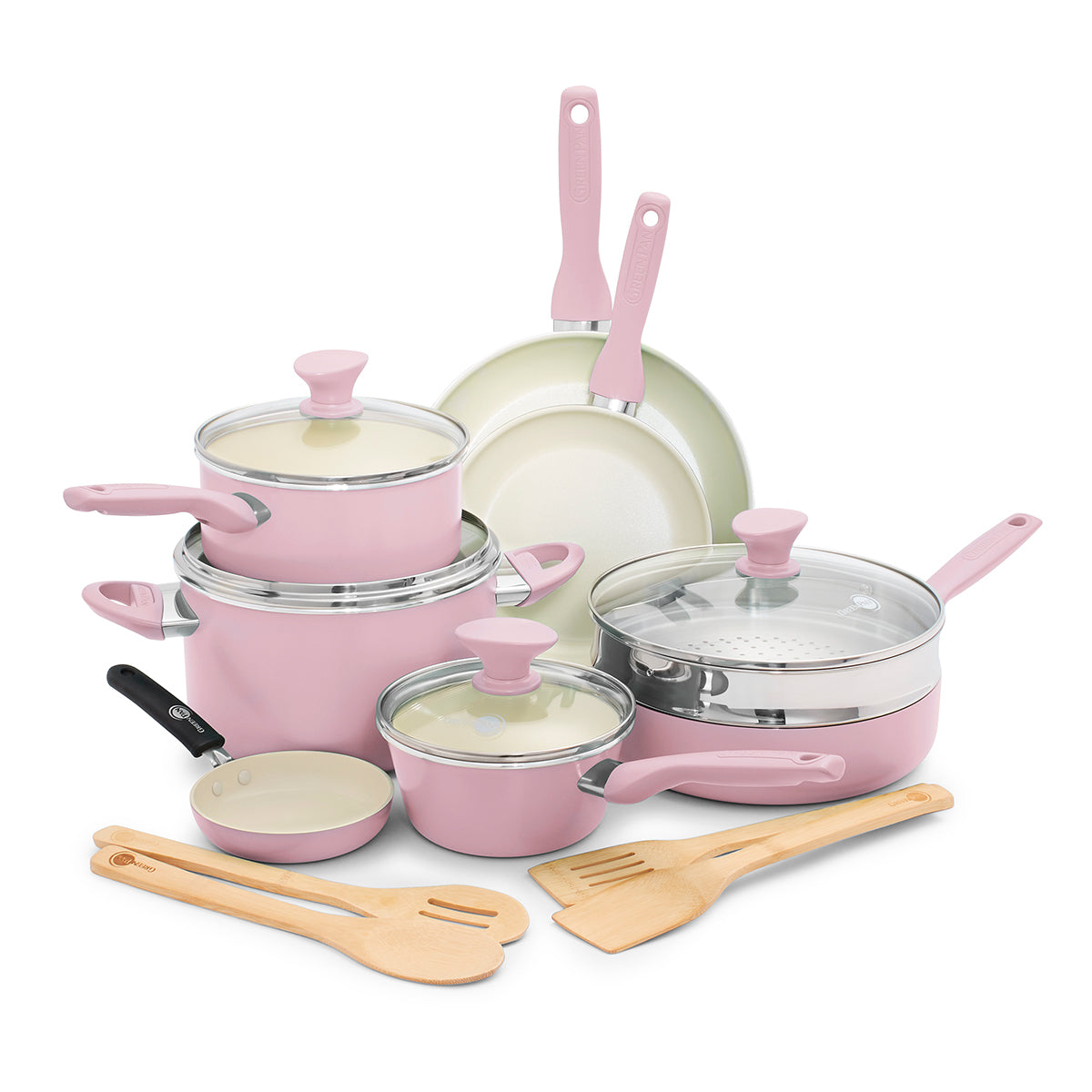 tack frokost hurtig Rio Ceramic Nonstick 16-Piece Cookware Set | Pink | © GreenPan Official  Store
