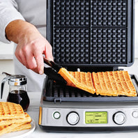 Premiere Ceramic Nonstick 4-Square Waffle Maker | Stainless Steel