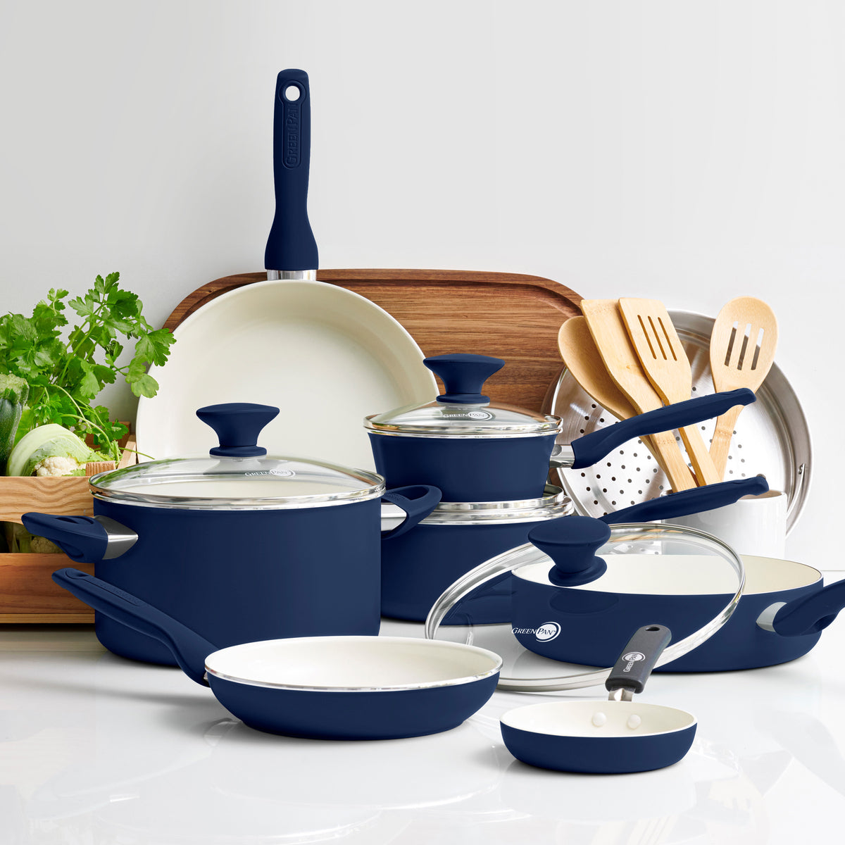 GreenPan Rio 16-Piece Healthy Ceramic Nonstick Cookware Pots and