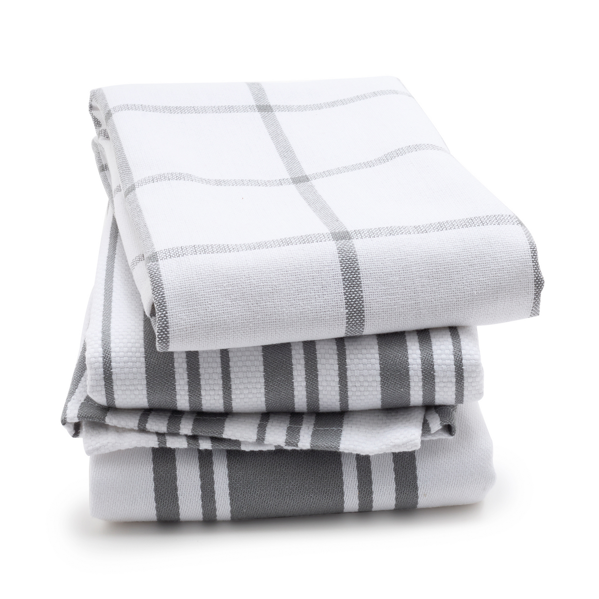 3 Piece Organic Cotton Kitchen Towel Set Gray GreenPan