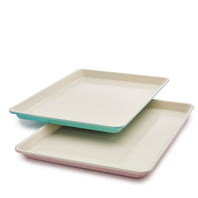 GreenLife Ceramic Nonstick 18" x 13" Cookie Sheet Set | Turquoise and Pink