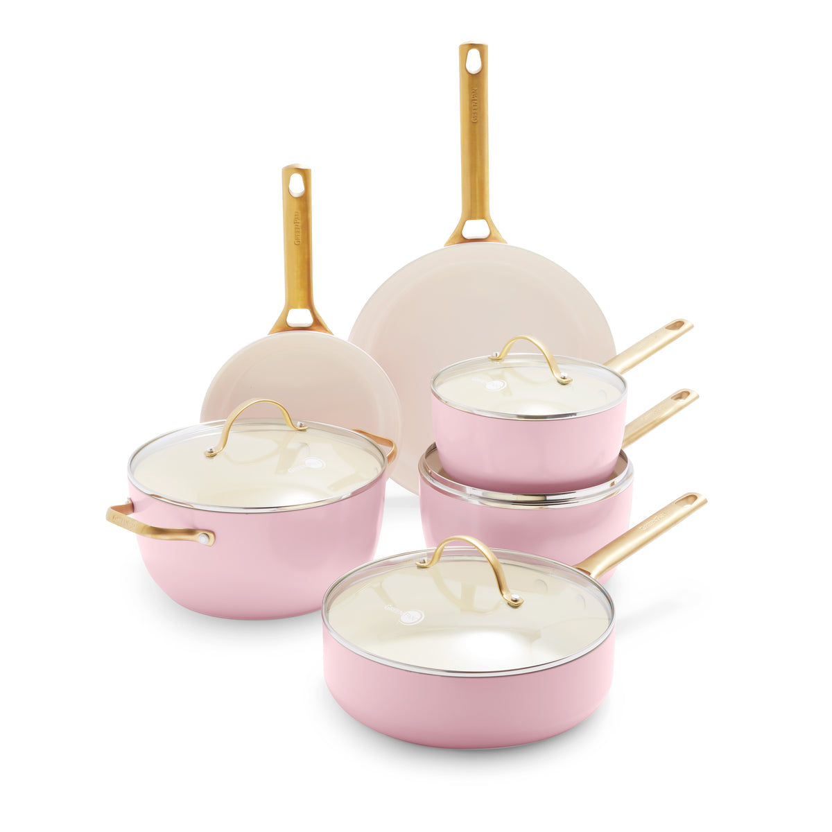 Reserve Ceramic Nonstick 10-Piece Cookware Set, Blush with Gold-Tone