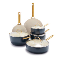 Reserve Ceramic Nonstick 10-Piece Cookware Set | Twilight with Gold-Tone Handles