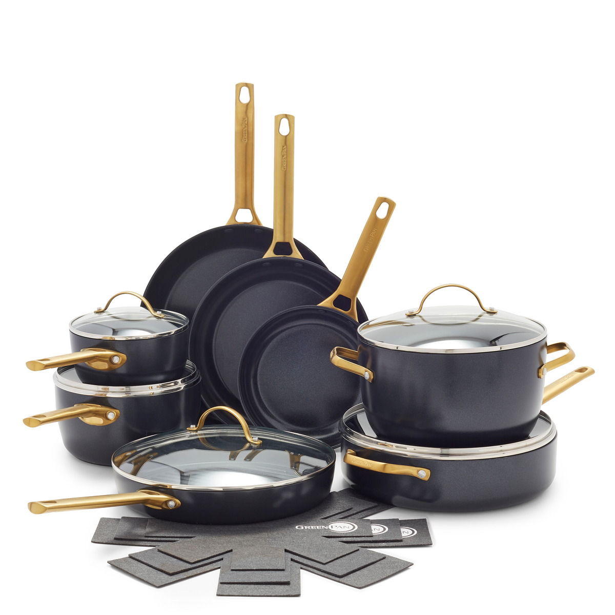 Thyme & Table Non-Stick 12 Piece Gold Pots And Pans Cookware Set