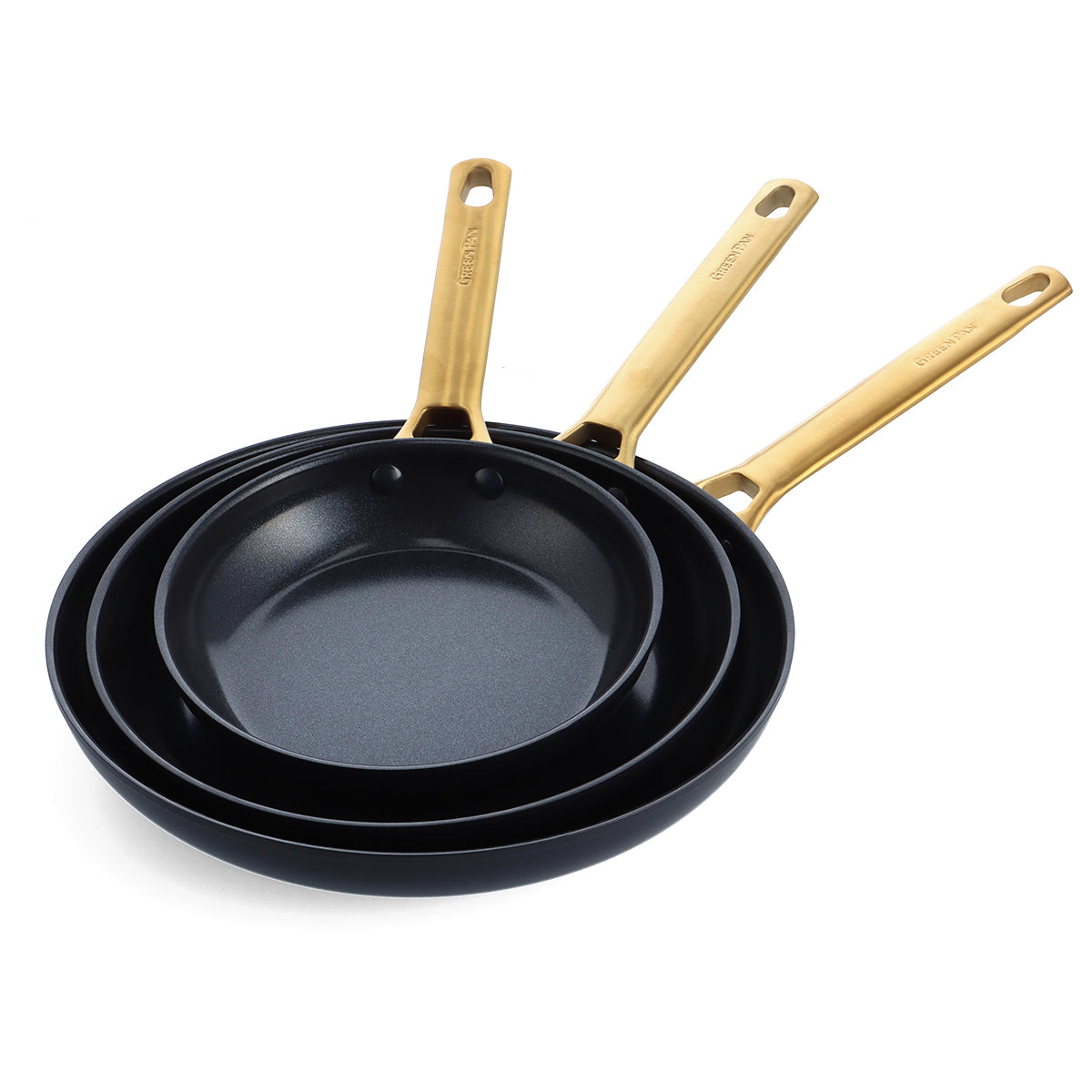 Reserve Ceramic Nonstick 8 and 11 Frypan Set | Burgundy with Gold-Tone  Handles