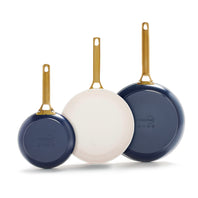Reserve Ceramic Nonstick 8", 10" and 12" Frypan Set | Twilight with Gold-Tone Handles