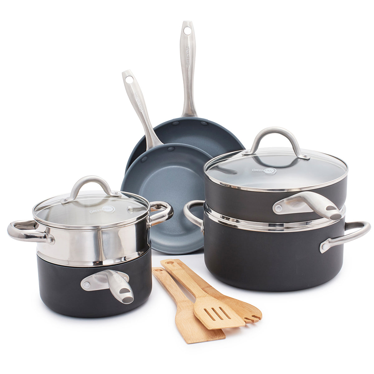 Induction Stainless Steel w/Hard-Anodized Cookware Set