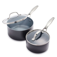 Green Pan - Valencia Pro Ceramic Nonstick 1.5-Quart and 3-Quart Saucepan Set with Lids