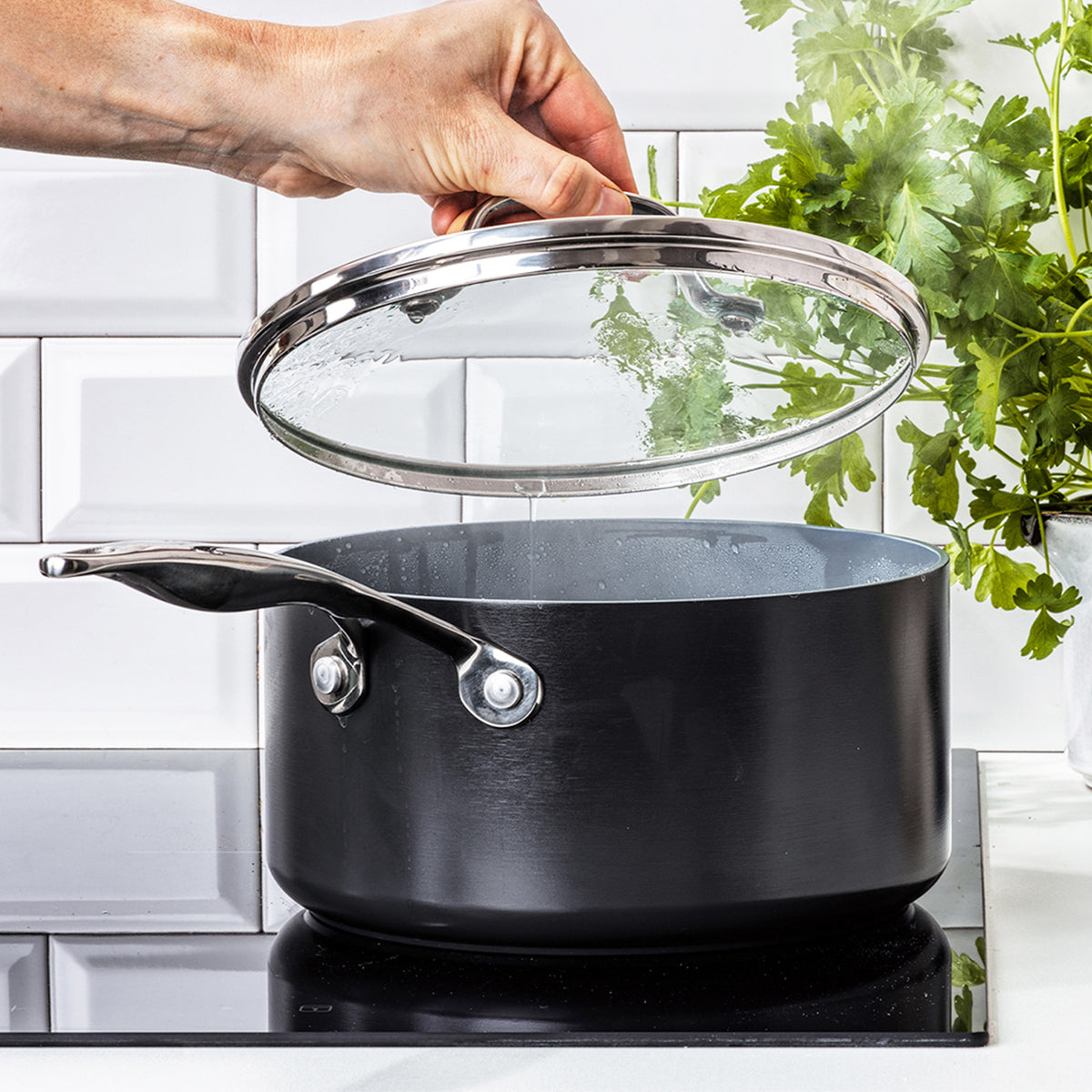 2 Quart Professional Aluminum Saucepan With Nonstick Coating - Induction Compatible Cookware