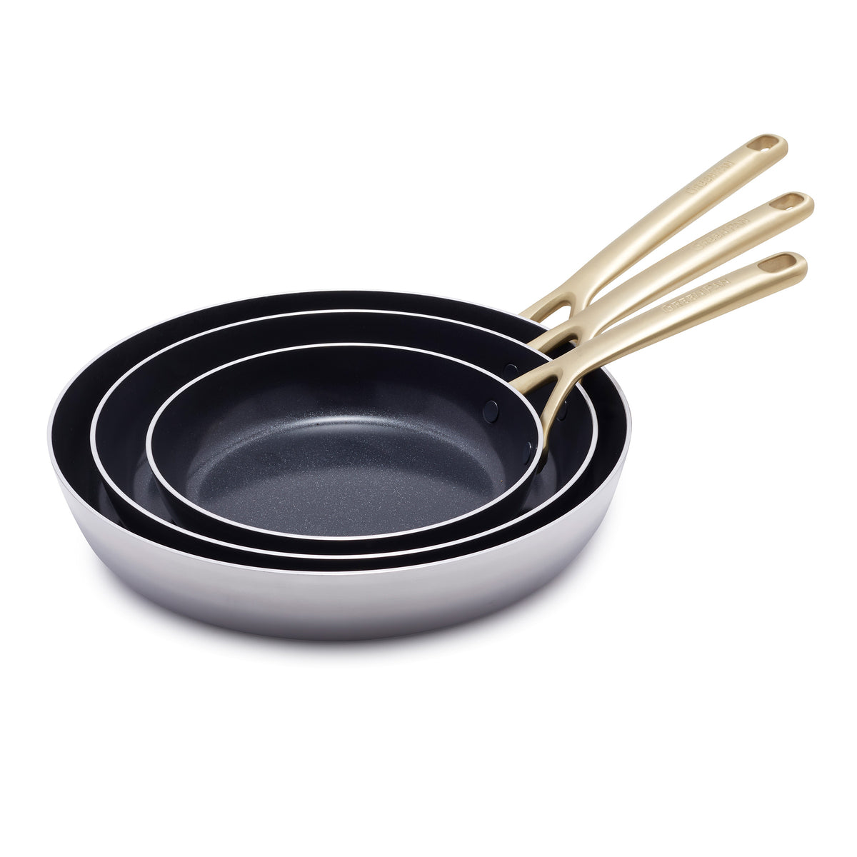 GreenPan GP5 Healthy Ceramic Nonstick Stainless Steel 2 Piece Frypan Set, 10 and 12