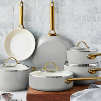 Reserve Ceramic Nonstick 10-Piece Cookware Set | Dove Gray with Gold-Tone Handles