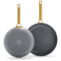 Reserve Ceramic Nonstick 10" and 12" Frypan Set | Charcoal with Gold-Tone Handles